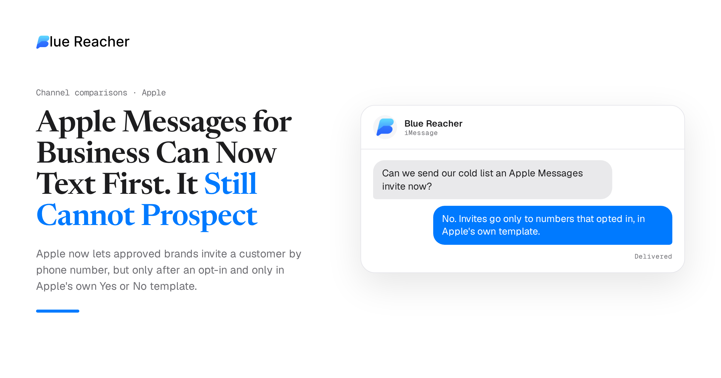 Apple Messages for Business Can Now Text First. It Still Cannot Prospect