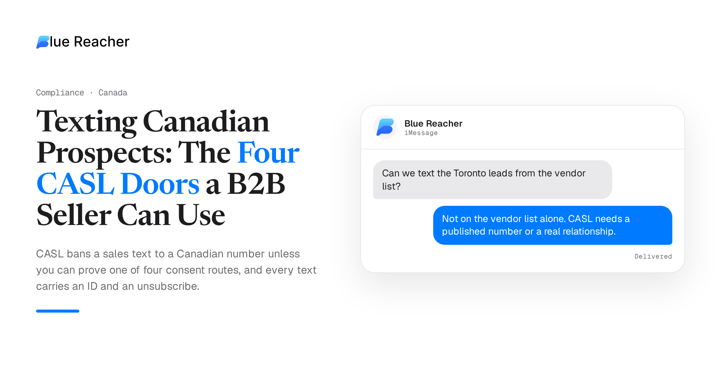 Texting Canadian Prospects: The Four CASL Doors a B2B Seller Can Use