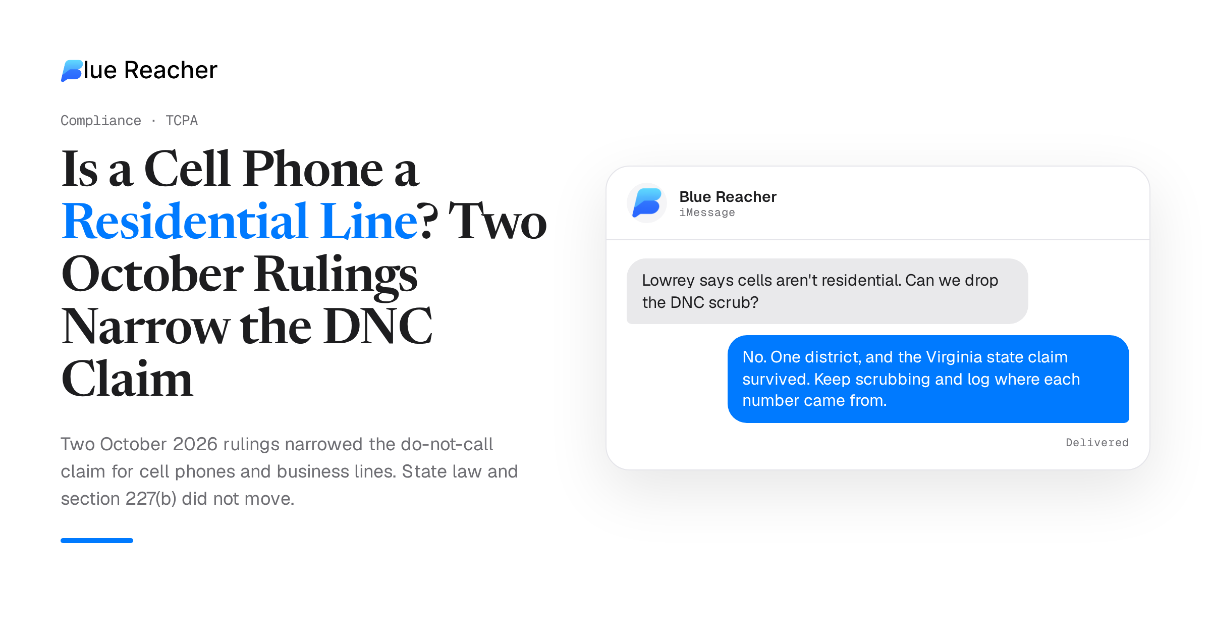 Is a Cell Phone a Residential Line? Two October Rulings Narrow the DNC Claim