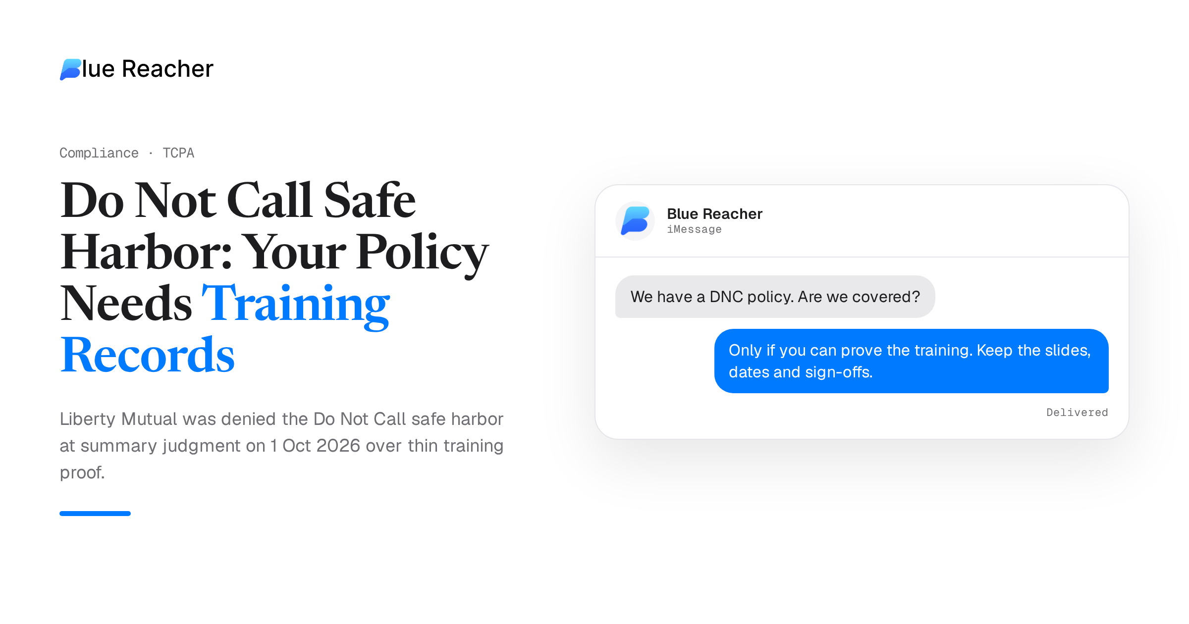Do Not Call Safe Harbor: Your Policy Needs Training Records