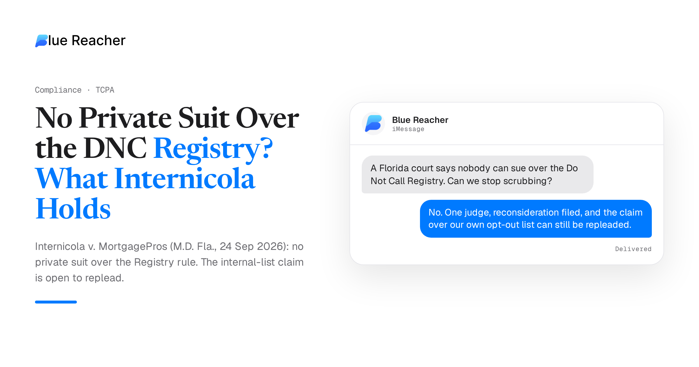 No Private Suit Over the DNC Registry? What Internicola Holds
