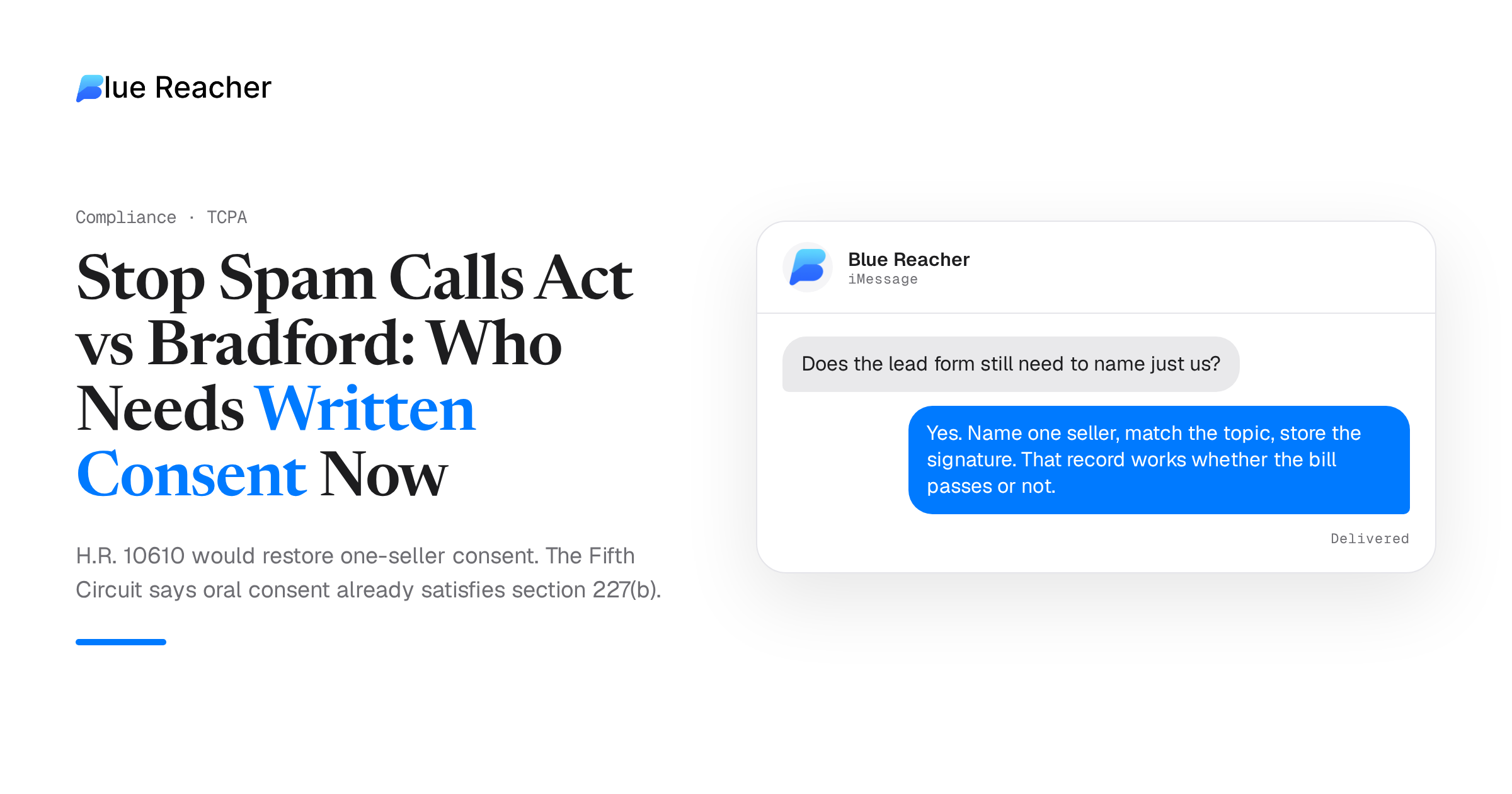 Stop Spam Calls Act vs Bradford: Who Needs Written Consent Now