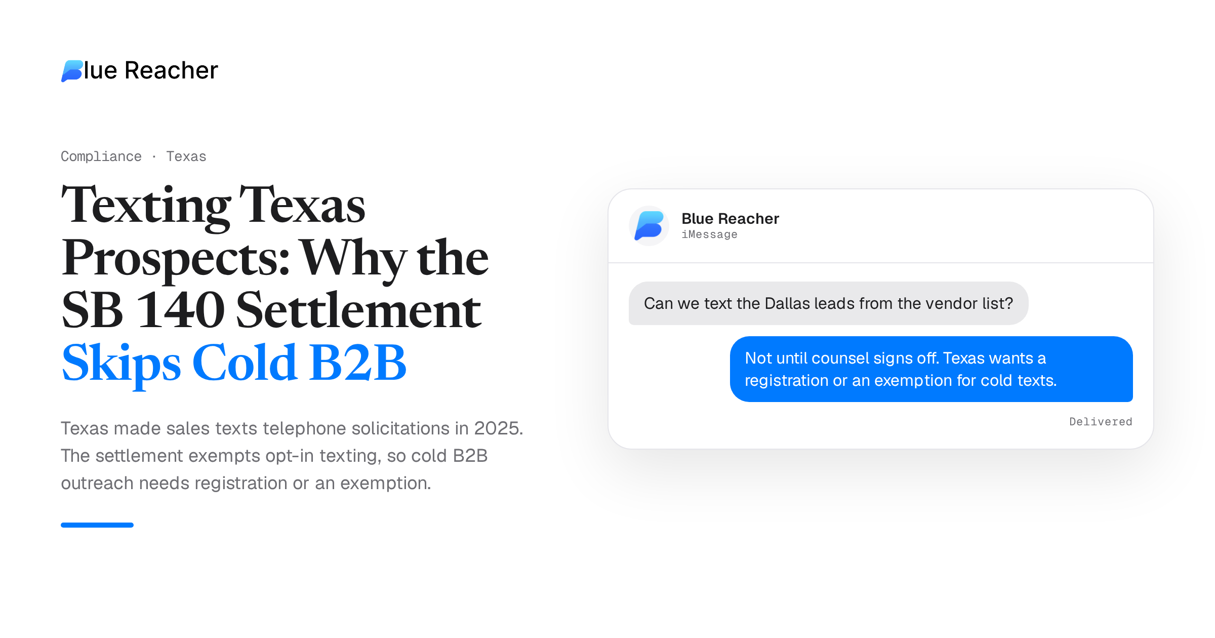 Texting Texas Prospects: Why the SB 140 Settlement Skips Cold B2B